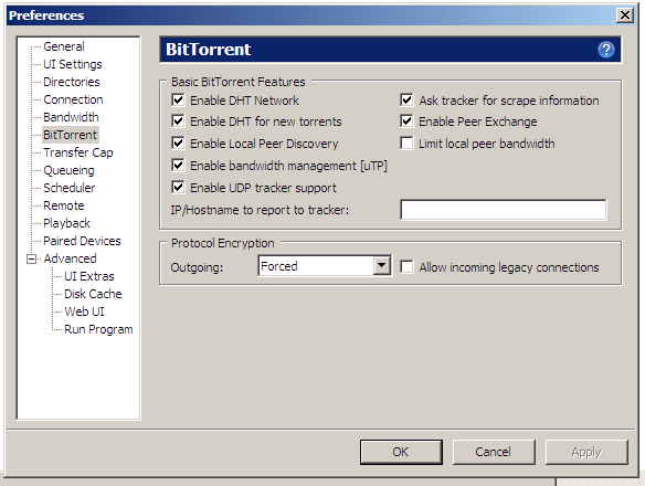 basic bittorrent features page