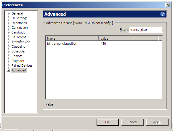 bt.transp_disposition setup page